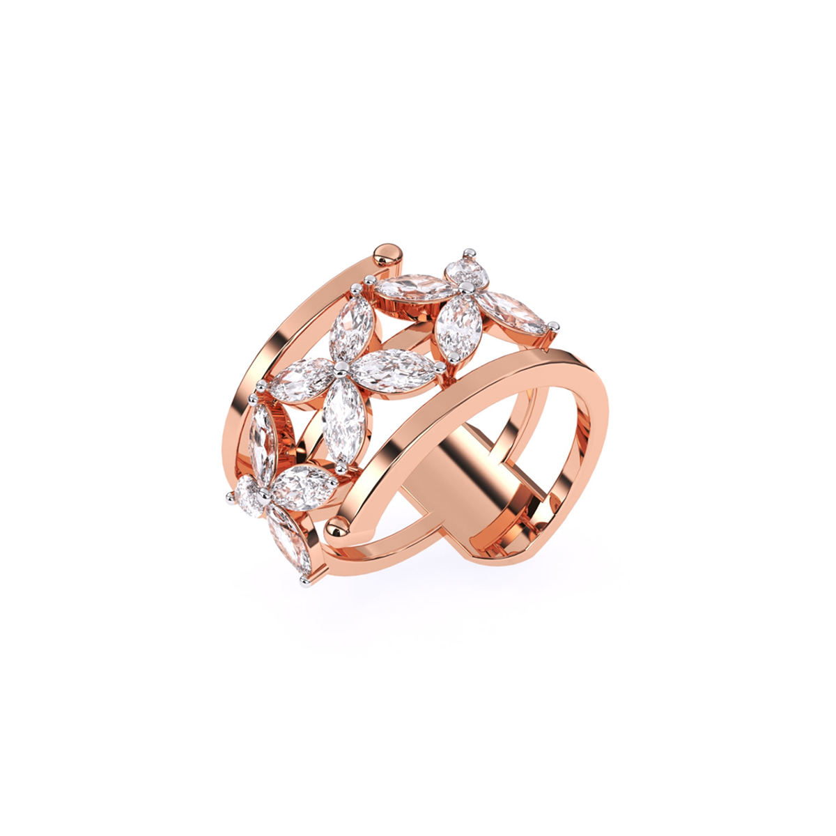 Vintage Style Marquise Diamond Flower Ring